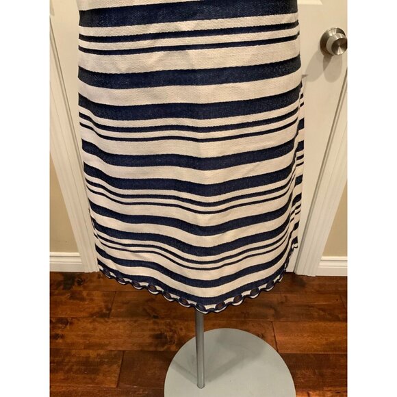 J. Crew Blue & Cream Striped Shift Dress, W/ Scallop & Rivet Hem, Size 00, NWT!! - Picture 3 of 9